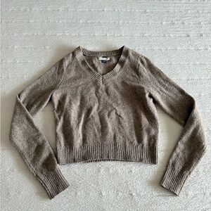 American Eagle Outfitters Brown V-Neck Cropped Sweater
